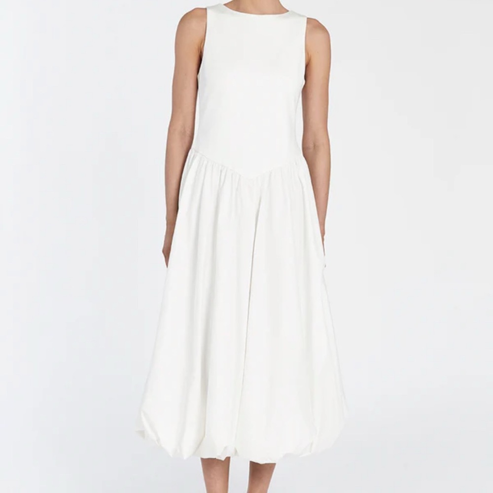 WHITE BUBBLE MIDI DRESS